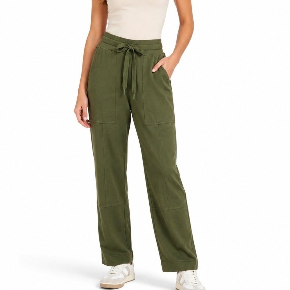CAbi Olive Green Utility Pants Drawstring Wide Leg Relaxed Casual | Small
